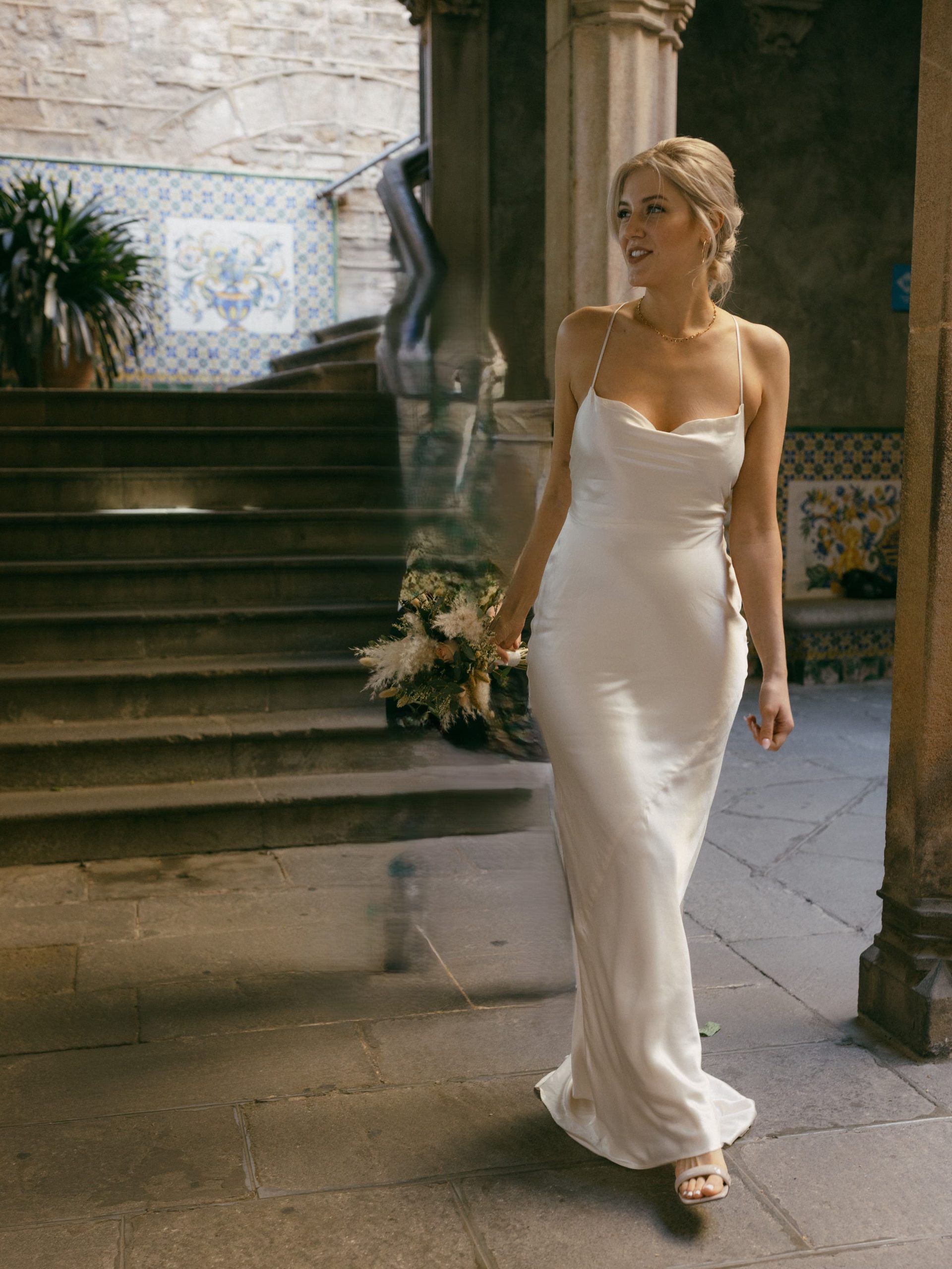 Destination wedding makeup Barcelona created by Jennifer for an international bride in Spain with a natural, elegant bridal look.